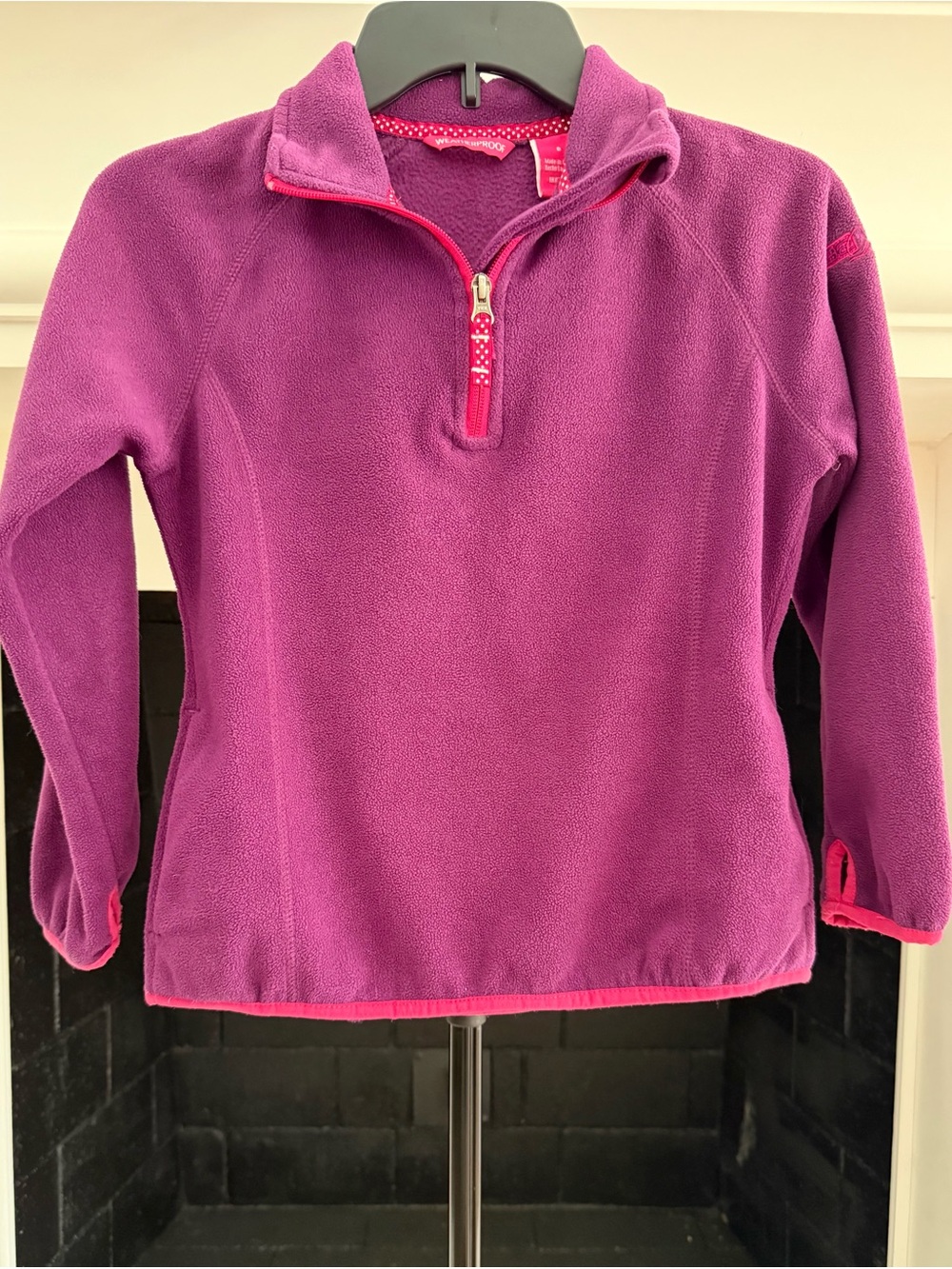 32 Degrees Kids Half-Zip Fleece Pullover - Magenta/Pink Trim- Girls 8